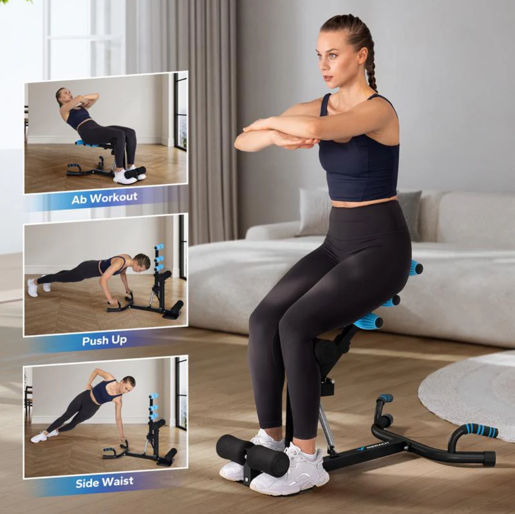 MERACH Deep Squat Machine – Adjustable Glutes & Abs Workout Equipment for Home Gym, Sit Up & Push Up Fitness Training Bench
